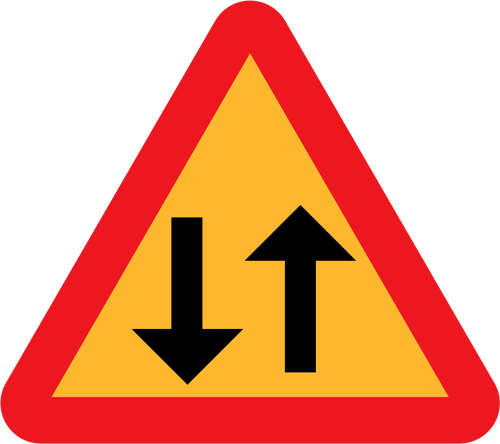Två körfält i vägtrafiken underteckna vektor ritning