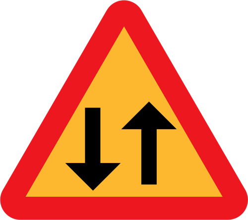 Two lanes of the road traffic sign vector drawing