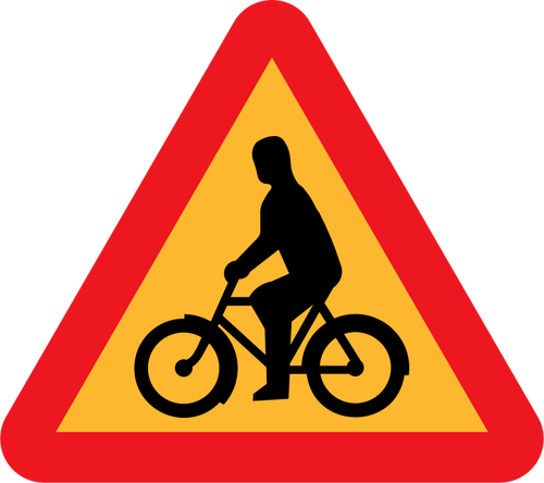 वेक्टर चित्रण की बाइक सवार roadsign चेतावनी