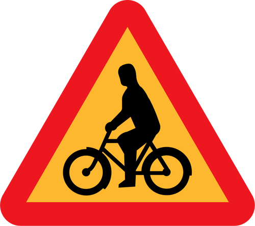 Vector illustration of bike rider roadsign warning