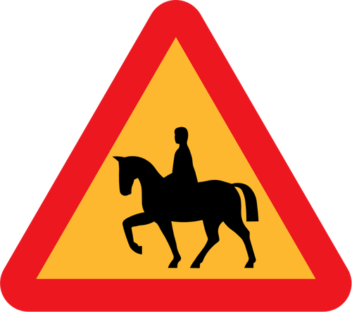 Horse riders warning traffic sign vector clip art