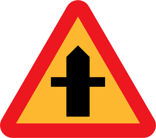 Grafika wektorowa skrzyżowanie ruchu znak ostrzegawczy