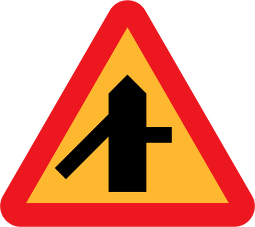 Intersection side traffic junction sign vector illustration