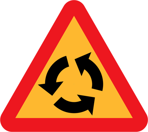 警告ラウンド アバウト交差点の交通標識のベクトル描画