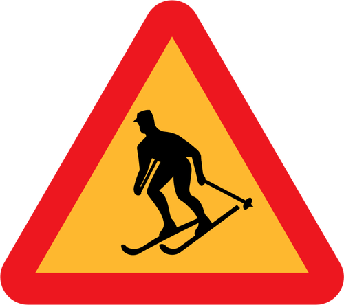 Warning sign ski racer vector graphics