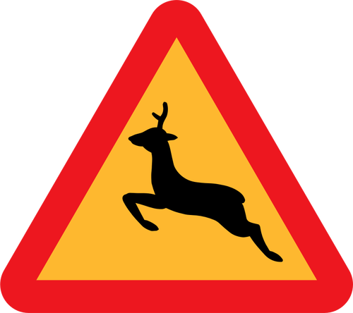 Warning for deer traffic sign vector drawing