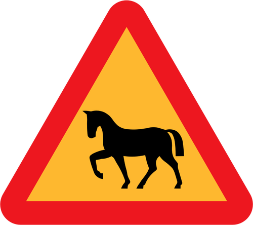 Caballo en carretera tráfico signo vector de la imagen