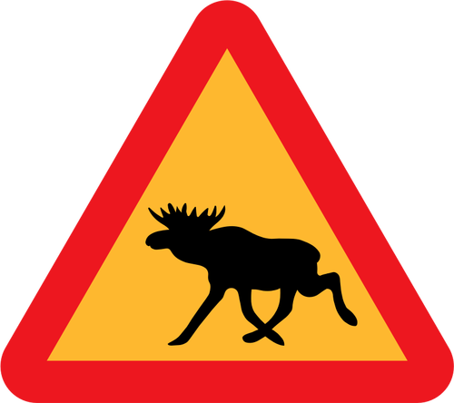 Moose on road traffic sign vector graphics