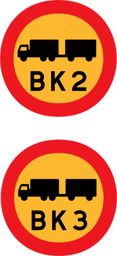 Бк2 и BK3 грузовики дорожного знака векторное изображение