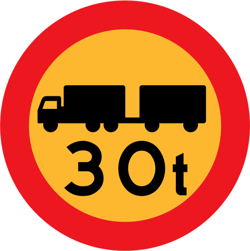 30 Tonnen LKW Vektor Straßenschild