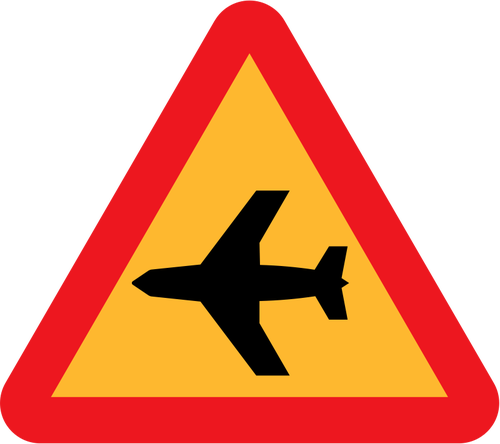 Low-flying aircraft vector road sign