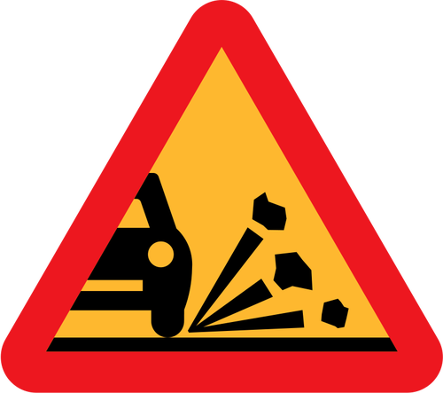 Loose stones on the road vector sign