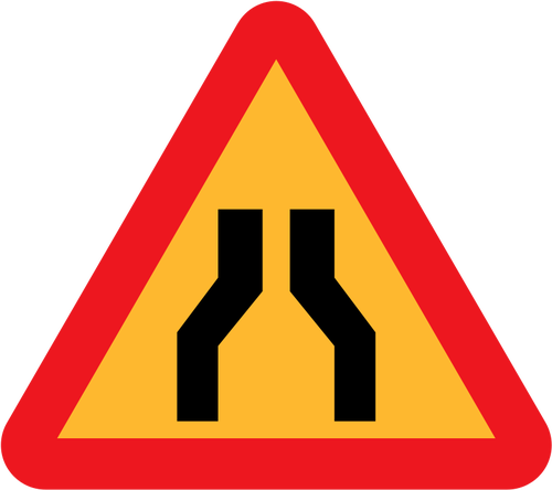 Road narrows on both sides vector sign