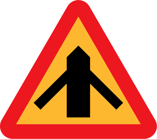 Traffic merging from left and right sign vector