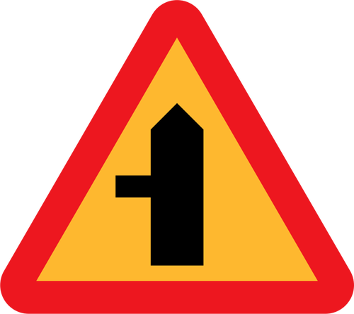 Przecięcia boku drogi skrzyżowania wektor znak