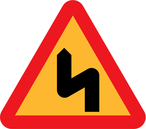 Double bend road sign vector