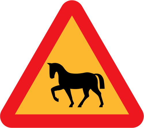 Horse on road vector traffic sign