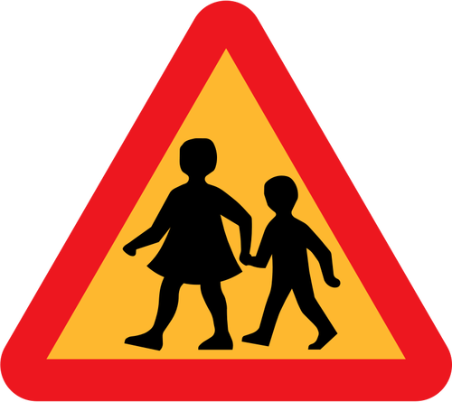 Children crossing road vector sign