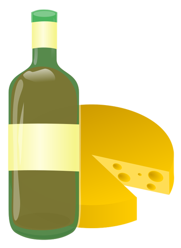 Vector image of wine and cheese