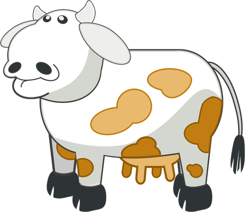 Vektorritning grå tecknade ko med bruna fläckar
