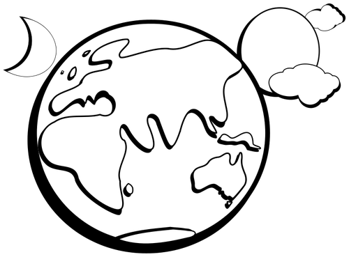 Aussie earth outline vector drawing