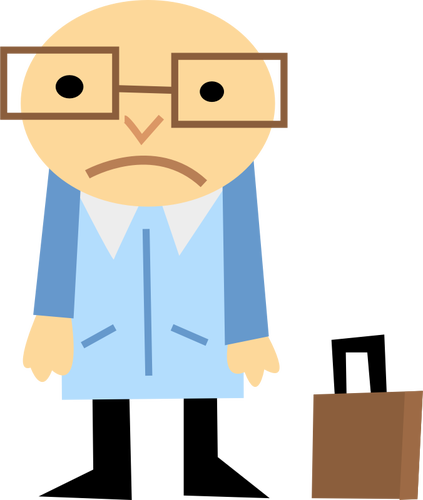 Vector image of blue sad businessman