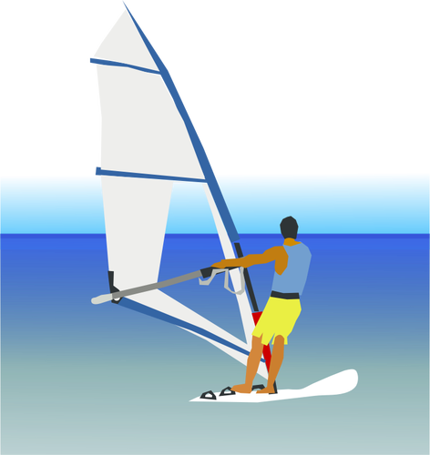 Море сцена с windsurfer векторные иллюстрации
