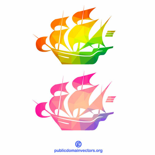 Sailing ship colored silhouette