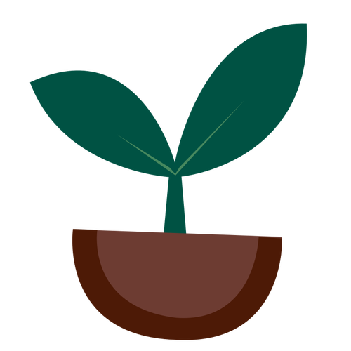 작은 녹색 식물의 벡터 이미지는 지상에서 콩나물