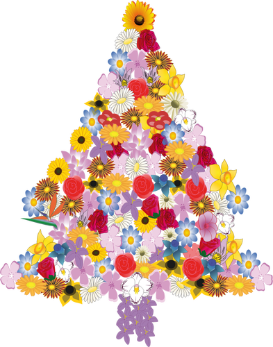 Vektorové ilustrace květ vánoční stromeček