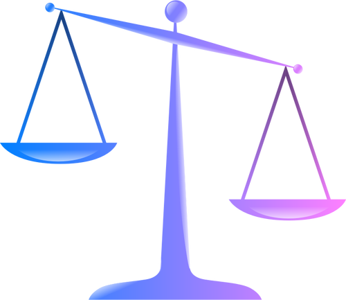 Vector dibujo de azul y púrpura balanza de la justicia