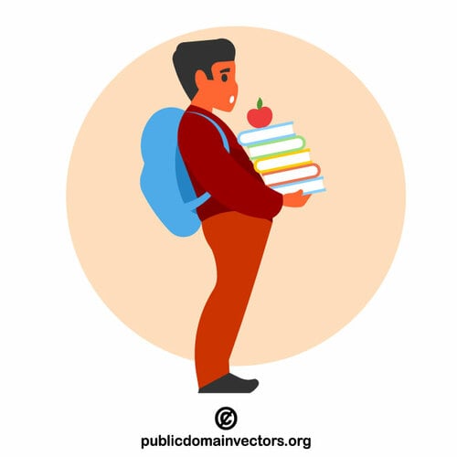Schoolboy with books