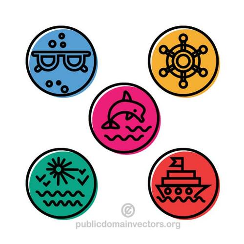 Färgglada maritima symboler