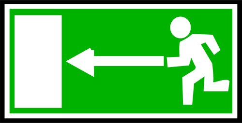 Green rectangular exit door sign with border vector illustration