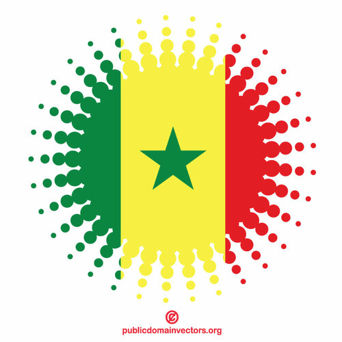 Senegalská vlajka v polotónovém tvaru