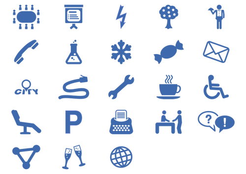 Office services icon set vector illustration