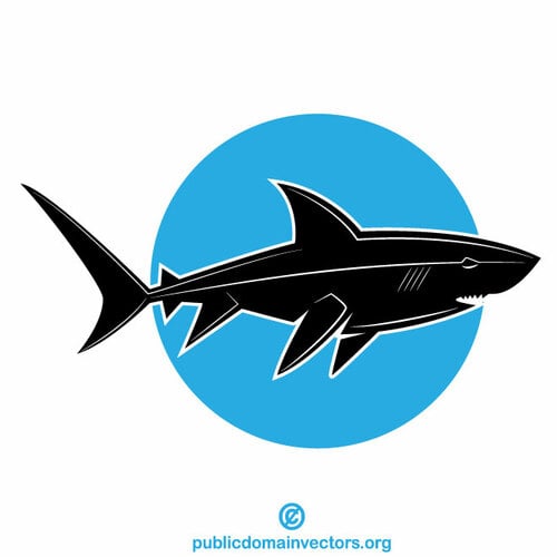 Shark silhouette on blue background