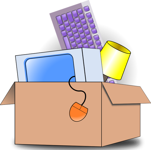 Vector illustration of box filed with household item