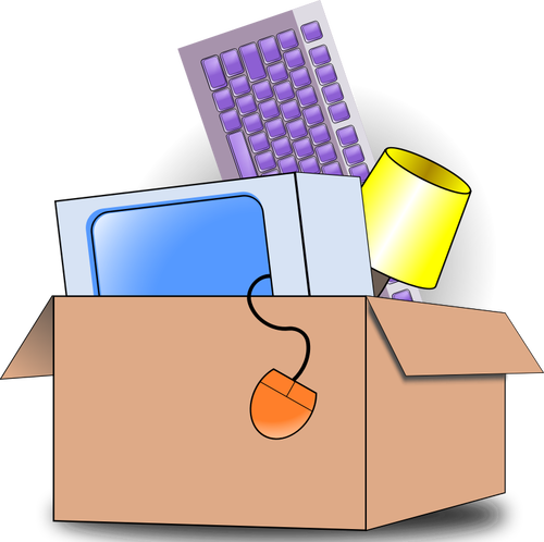 Vector illustration of box filed with household item