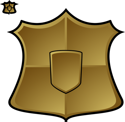 Vector drawing of matt finish blank gold shield