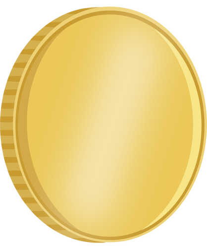 Vector de dibujo de cuarto brillante convertido a moneda de oro con la reflexión