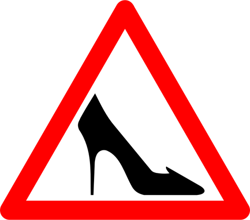 देवियों के ड्राइंग वेक्टर चेतावनी यातायात पर हस्ताक्षर जूते