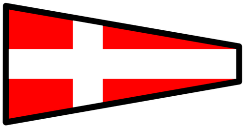 Señal bandera con cruz blanca