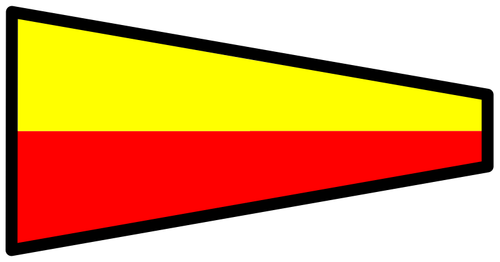 Bandeira de sinal em amarelo e vermelho
