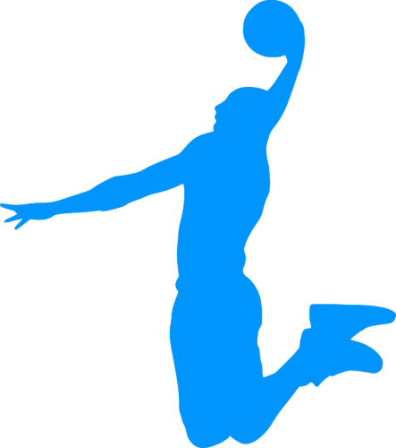 Basketbal speler blauwe silhouet