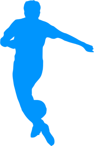 Jalkapalloilija siluetti sininen väri