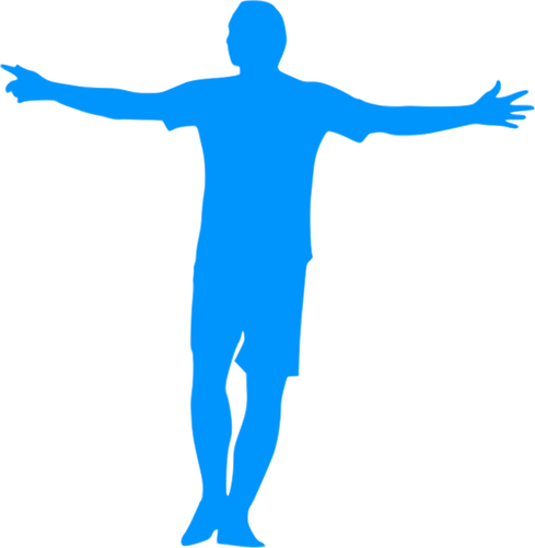 Football player blue silhouette image