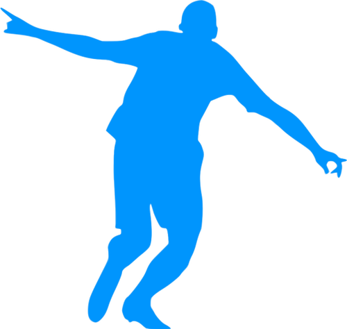 Silhouette bleue d’un footballeur