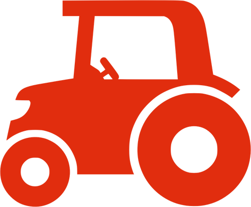 Red silhouette vector image of a tractor