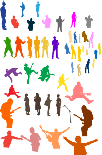 Silhouette vector clip art of music artists